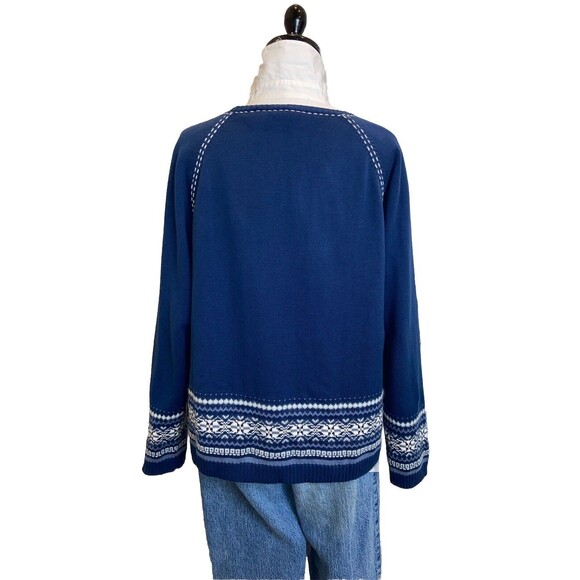 LizWear petite sweater Smoky Blue Size S Long sleeve Fairisle pattern - Picture 4 of 10